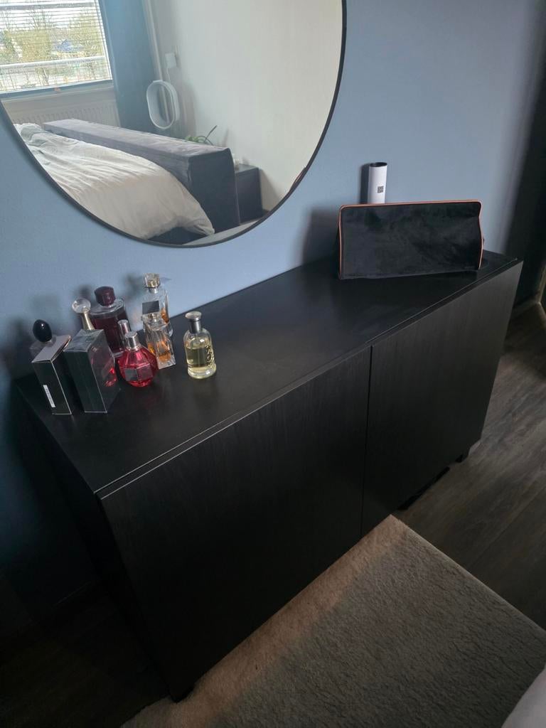 Ikea Bestå opberger met Lappviken deurtjes, zwartbruin, Ophalen, Met plank(en), 100 tot 150 cm, Zo goed als nieuw