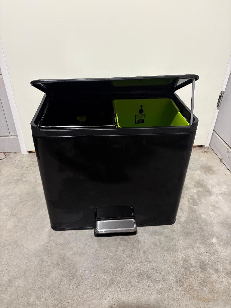 Prullenbak met 2 vaks afvalscheiding br.45xh.42xd.30cm, Huis en Inrichting, 40 liter of meer, Ophalen of Verzenden, Zo goed als nieuw