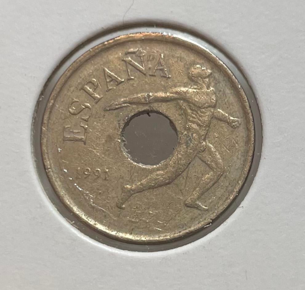 25 pesetas Spanje olympische spelen 1992, Ophalen of Verzenden, Overige landen