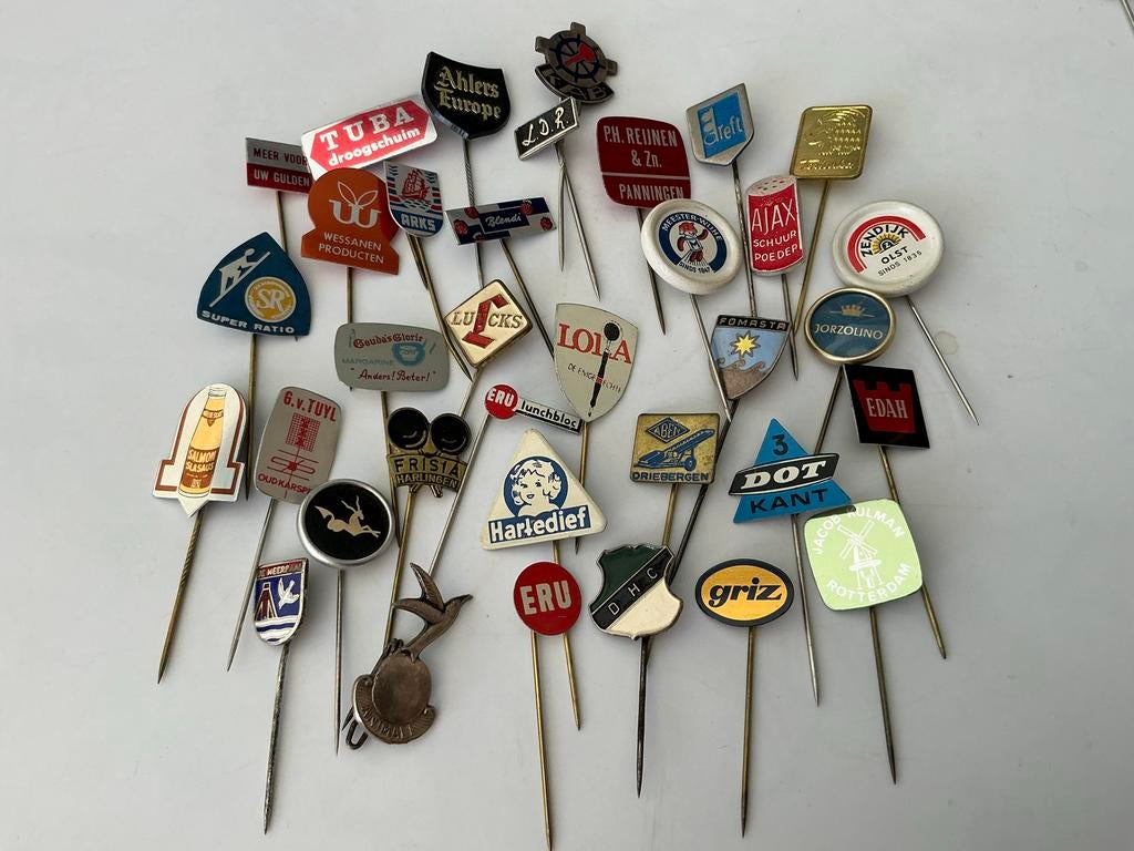 Grote collectie vintage speldjes 0,10 p.st., Ophalen of Verzenden, Gebruikt, Merk, Speldje of Pin