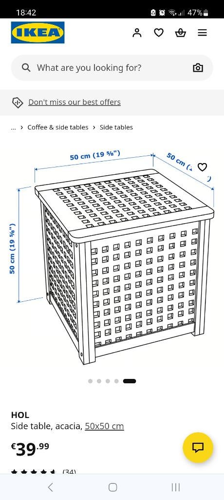 Tafel - side table - wooden box IKEA, Ophalen, 50 tot 100 cm, Zo goed als nieuw, Ikea