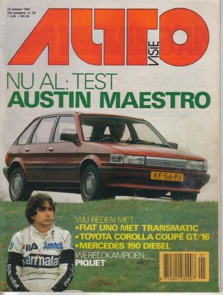 Autovisie 22 1983 : Austin Maestro - Toyota Corolla Coupe GT, Ophalen of Verzenden, Gelezen, Algemeen