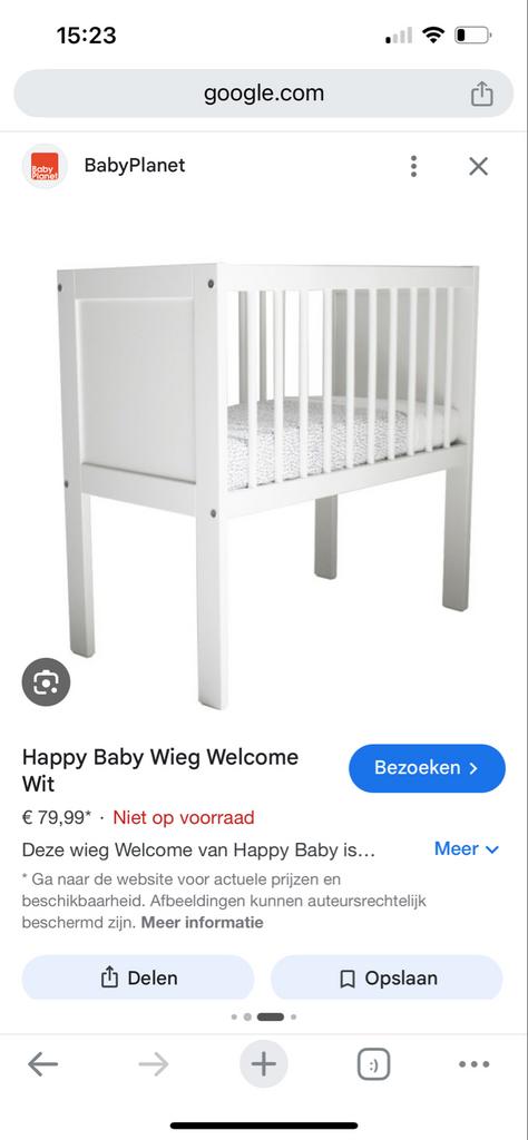 Happy Baby Wieg Welcome Wit, Kinderen en Baby's, Ophalen of Verzenden, Gebruikt, Wieg