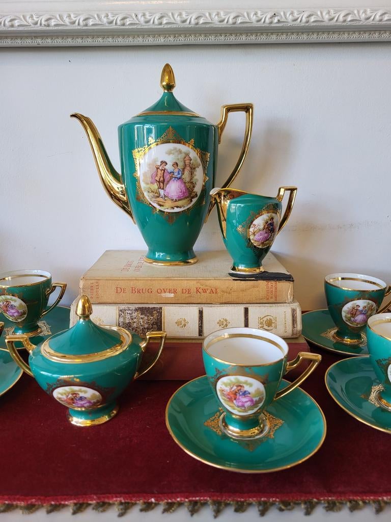 Uniek groen servies Limoges, Antiek en Kunst, Antiek | Servies compleet, Ophalen