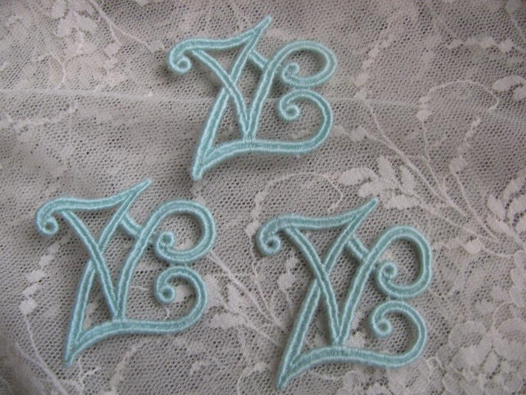 Set van 3 X Letter Applicatie - ZV / Mintgroen 4 cm, Verzenden, Zo goed als nieuw, Applicatie