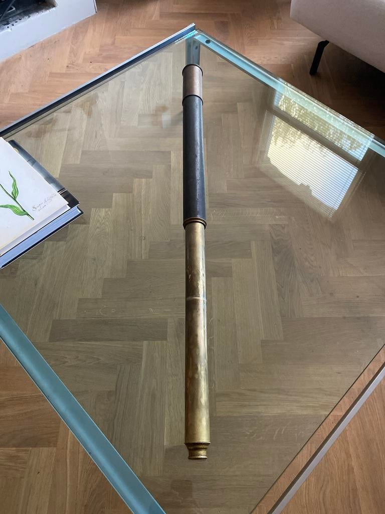 Antieke koperen telescoop - Vintage refractor, Ophalen, Gebruikt, Minder dan 80 mm, Lenzentelescoop (refractor)