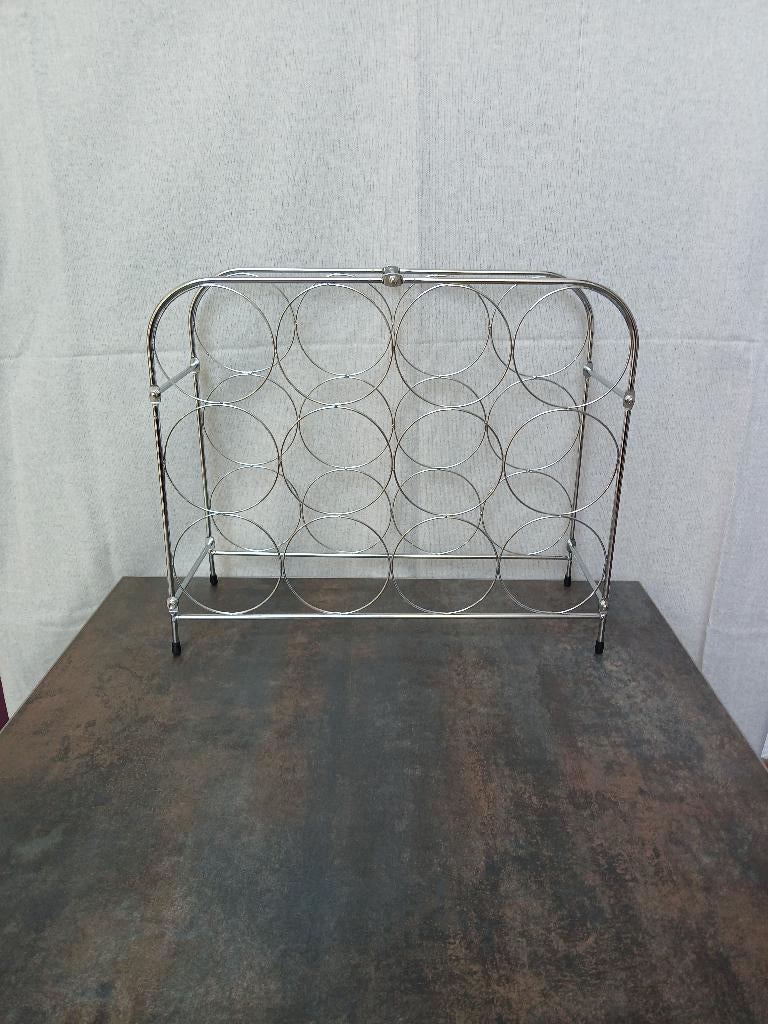 Wijnrek glimmend metaal voor 12 flessen, Huis en Inrichting, Woonaccessoires | Wijnrekken, Ophalen, Gebruikt, 5 tot 15 flessen