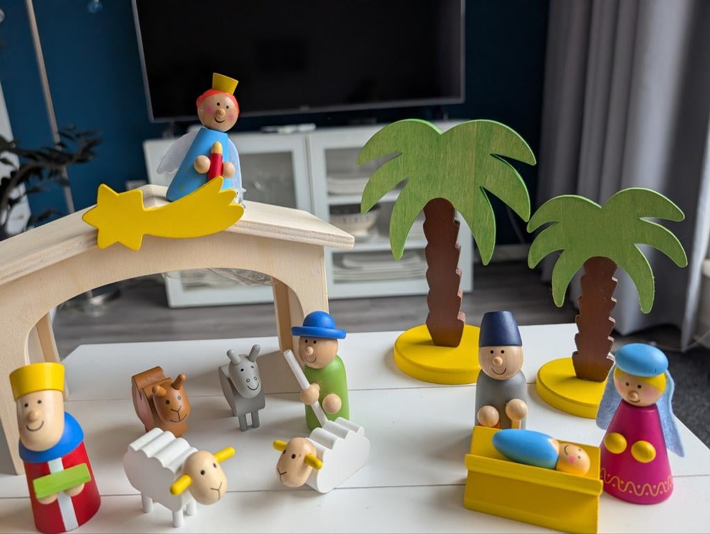 Houten Kerststal / Kerstgroep - Compleet en Z.G.A.N., Ophalen of Verzenden, Zo goed als nieuw, Jongen of Meisje
