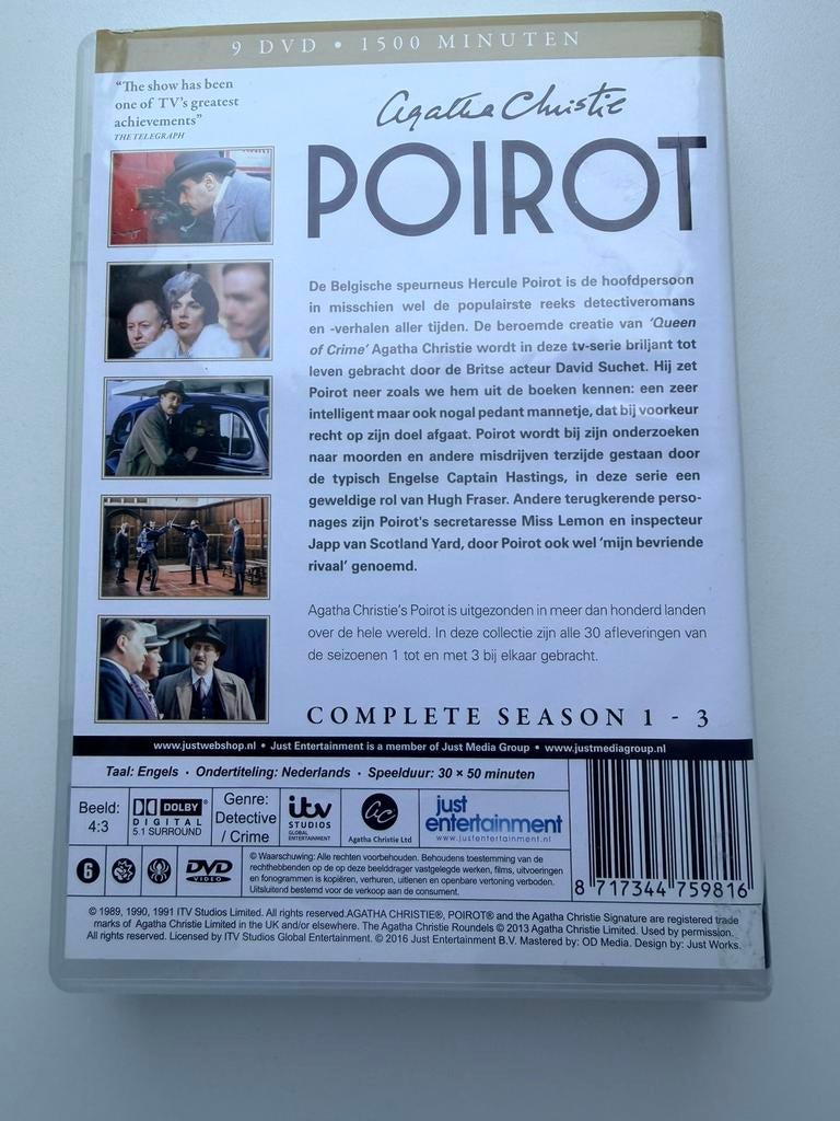 Te koop de complete collectie van de Poirot serie op DVD NL, Boxset, Drama, Ophalen of Verzenden, Zo goed als nieuw