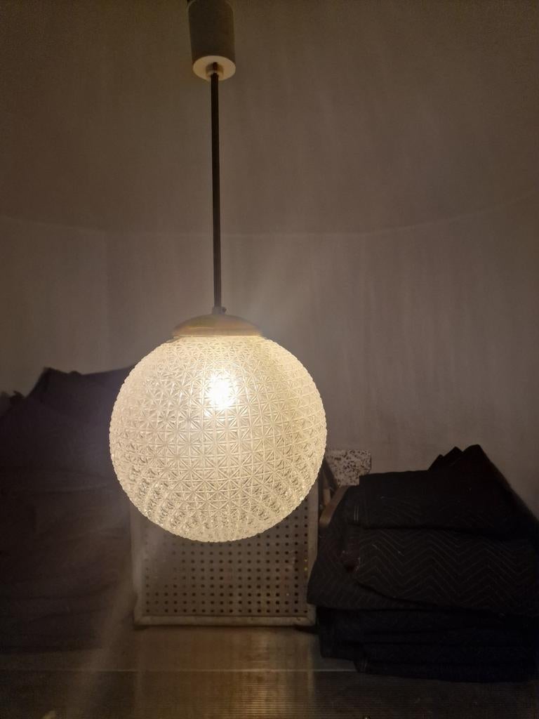 Glazen vintage bol lamp mid century, Gebruikt, Mid century, Ophalen of Verzenden, Glas