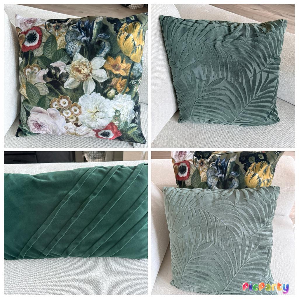 🛋️ Prachtig set kussens, huidige collectie Leen Bakker 🏡, Ophalen of Verzenden, Zo goed als nieuw, Groen, Vierkant