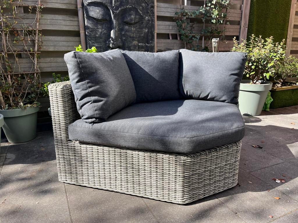 Grote loungestoel wicker grijs, Tuin en Terras, Zo goed als nieuw, Loungeset, Wicker, Stoel