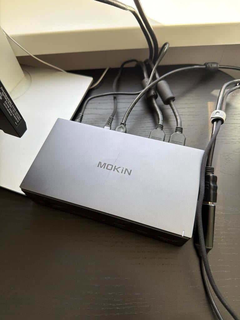 Mokin Docking Station USB-C met HDMI, DisplayPort, USB 3.0, Ophalen of Verzenden, Zo goed als nieuw, Docking station, Laptop