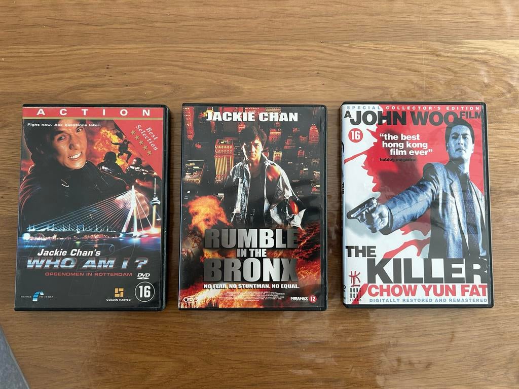 3 Hongkong films Jackie Chan & Chow Yun Fat (NL ondertiteld), Vanaf 16 jaar, Ophalen of Verzenden, Gebruikt, Actie