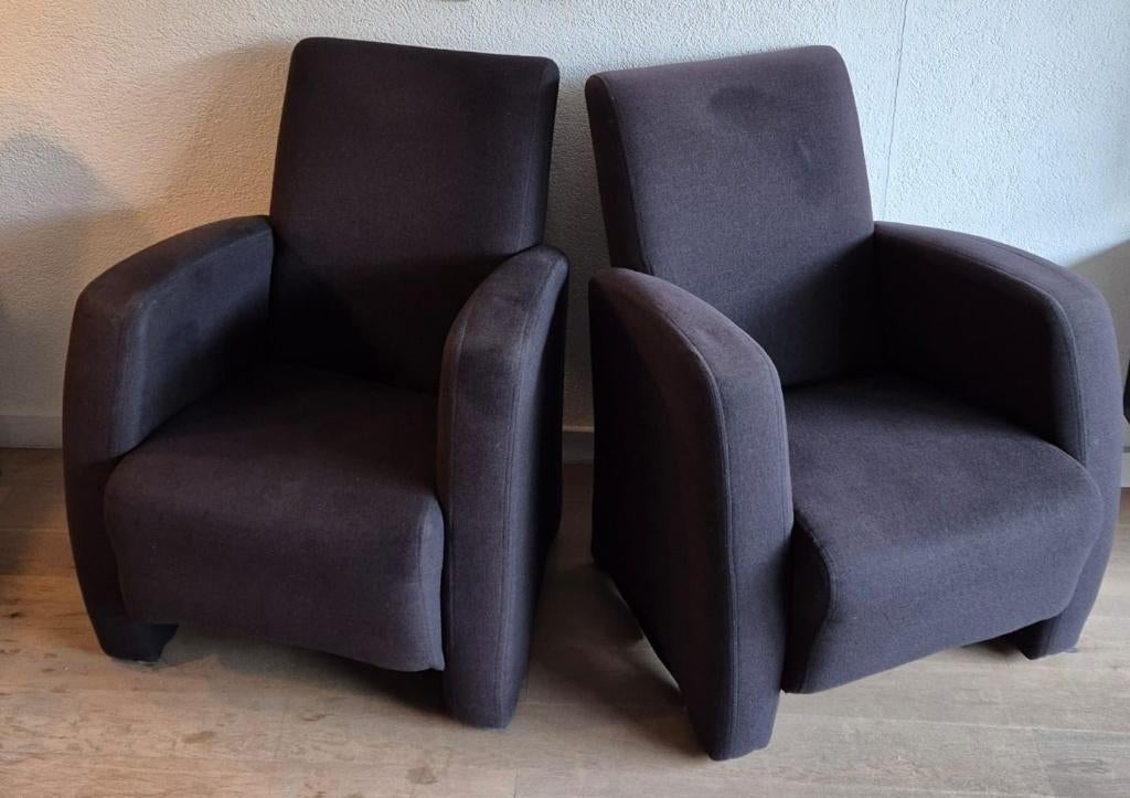 2 leunstoelen grijze stof, Ophalen, Stoffen bekleding, 75 tot 100 cm, Zo goed als nieuw
