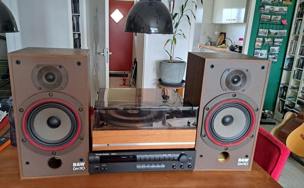 Vintage Hifi Set: Dual 1219, Harman Kardon HK3550, B&W DM110, Gebruikt, Losse componenten, Speakers, Ophalen