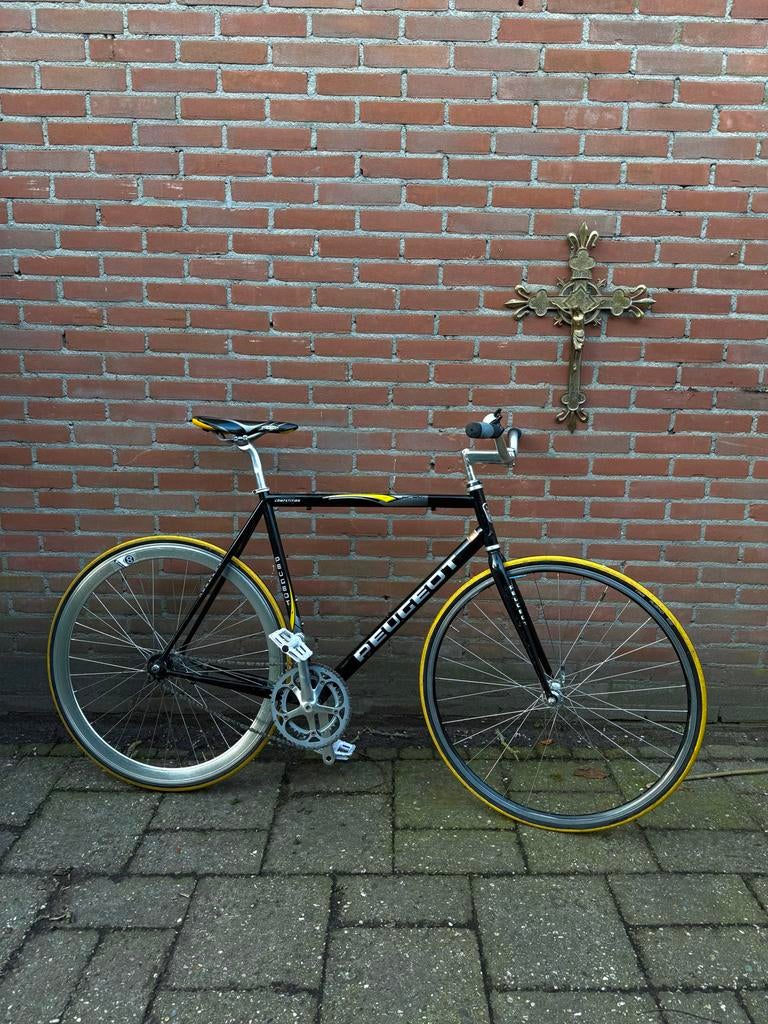 Unieke Peugeot Vintage Retro Fixie Singlespeed Racefiets, Fietsen en Brommers, Overige merken, Gebruikt, Staal, Heren