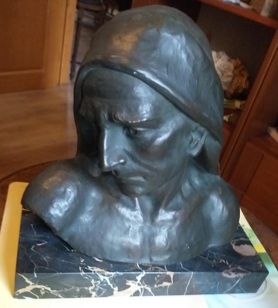 borstbeeld, Ophalen, Gips, Buste, Gepatineerd