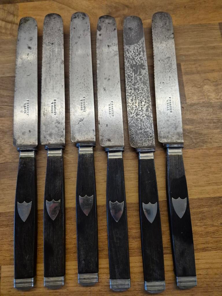 6 oude messen F.D. Bastet 's Hage, Ophalen of Verzenden