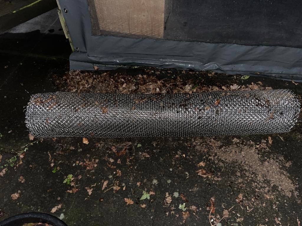 Geweven RVS gaas 2cm maaswijdte, 2m hoog, 11m rol, Ophalen, Gebruikt, 10 tot 20 meter, Gaas