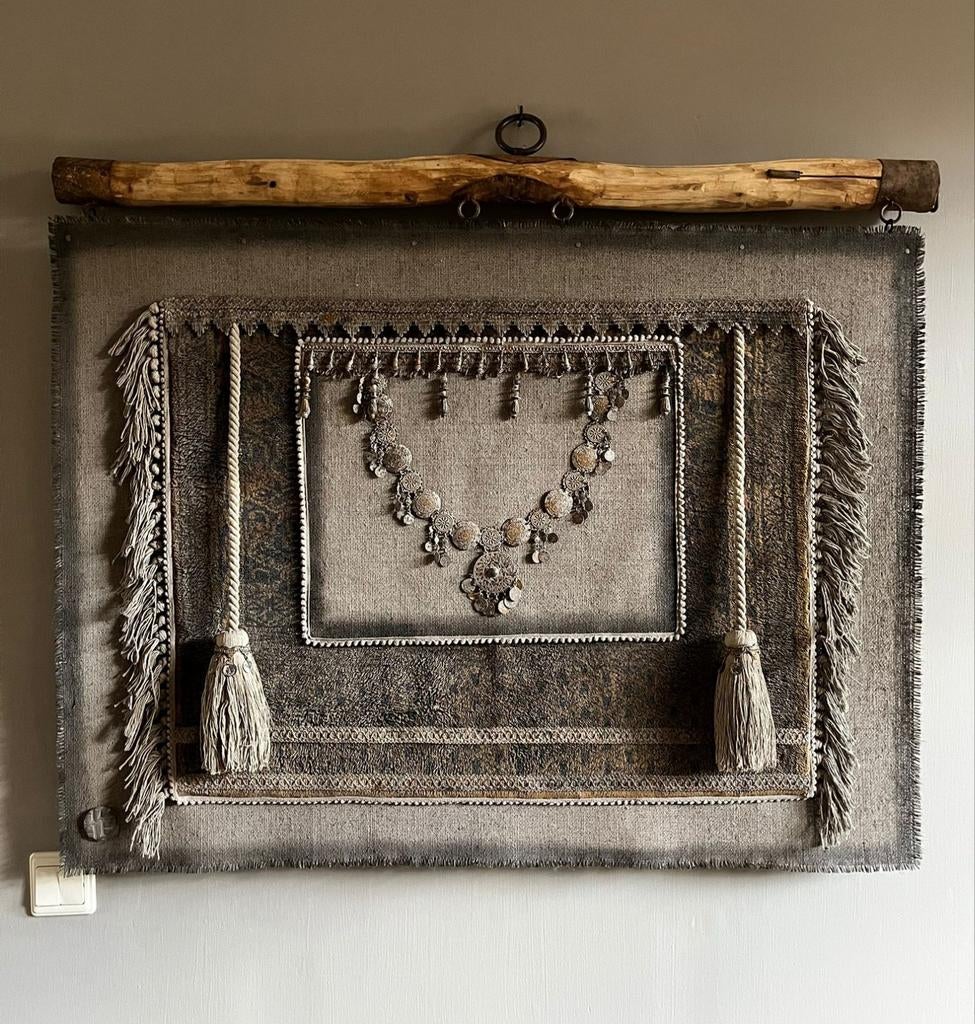 Kelim kalkdoek, kalkdoek landelijk, landelijk wanddoek,sober, Landelijk by Suus, Nieuw, Ophalen of Verzenden, Hout