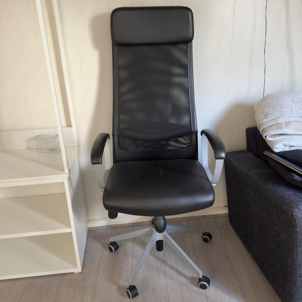 IKEA Markus bureaustoel - Leer Zwart, Ophalen, Gebruikt, Zwart, Bureaustoel