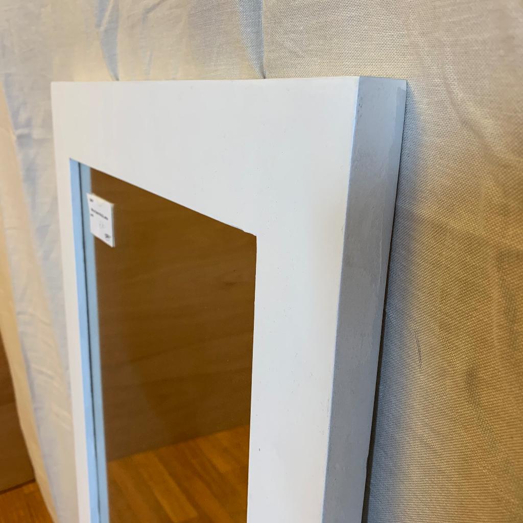 Spiegel - 110 x 45 cm - houten white wash lijst - TTM Wonen, TTM Wonen, Meubels – (Perzische) Tapijten en Woonaccessoires, Minder dan 50 cm