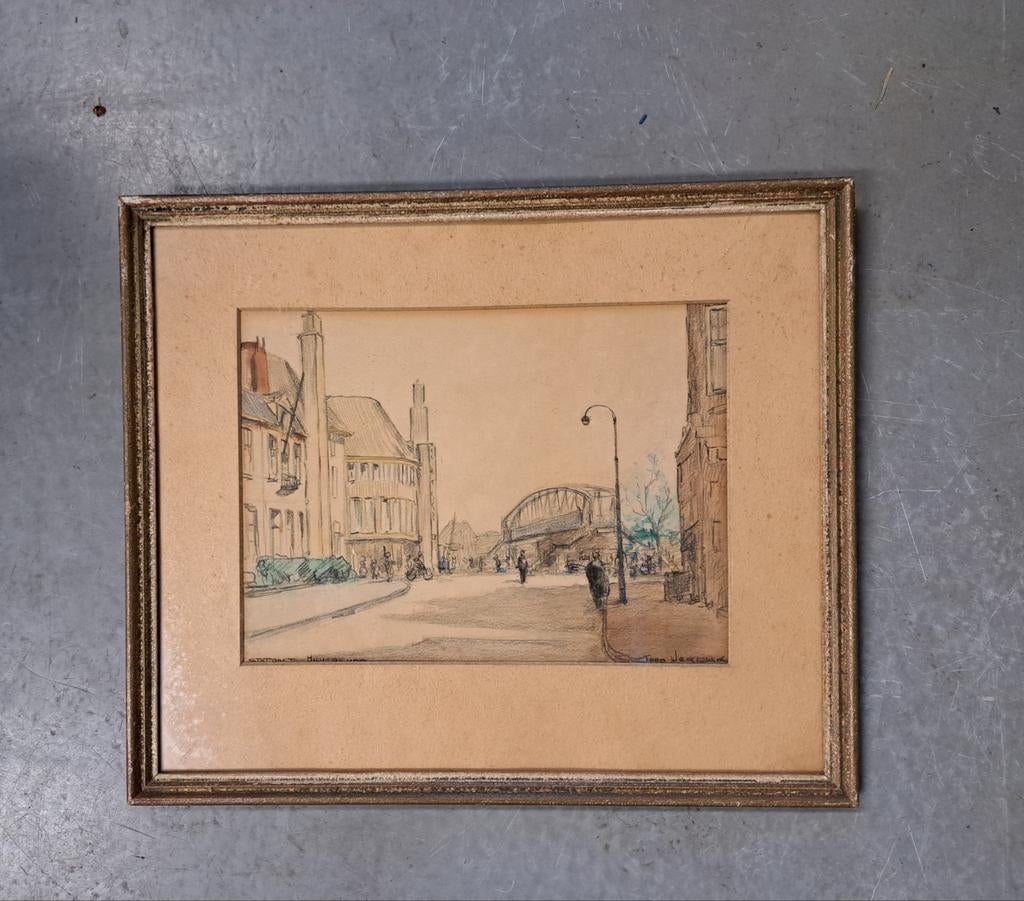 Schilderij van Toon Verplak Hilversum, Antiek en Kunst, Kunst | Etsen en Gravures, Ophalen of Verzenden