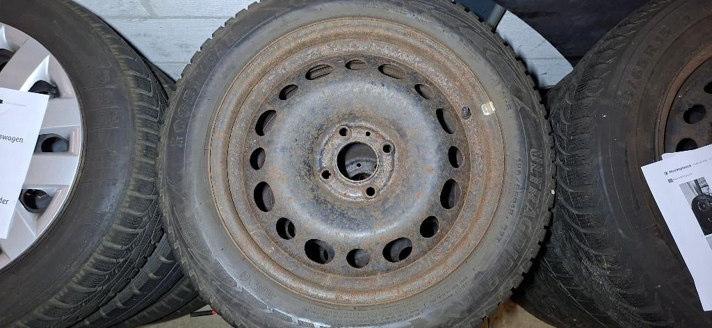 citroen peugeot stalen velgen met winterbanden, Auto-onderdelen, Ophalen, Gebruikt, 16 inch, Banden en Velgen