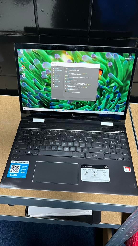 HP Envy x360 + 1TB SSD + 8GB mem + 15.6 inch toucscreen., 2 tot 3 Ghz, 8 GB, 960GB, Met touchscreen