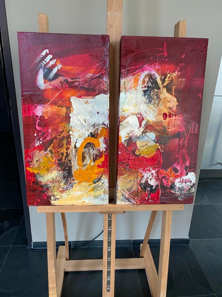 William Malucu tweeluik 2 x 60 x 30 x 7 cm, Antiek en Kunst, Kunst | Schilderijen | Abstract, Ophalen