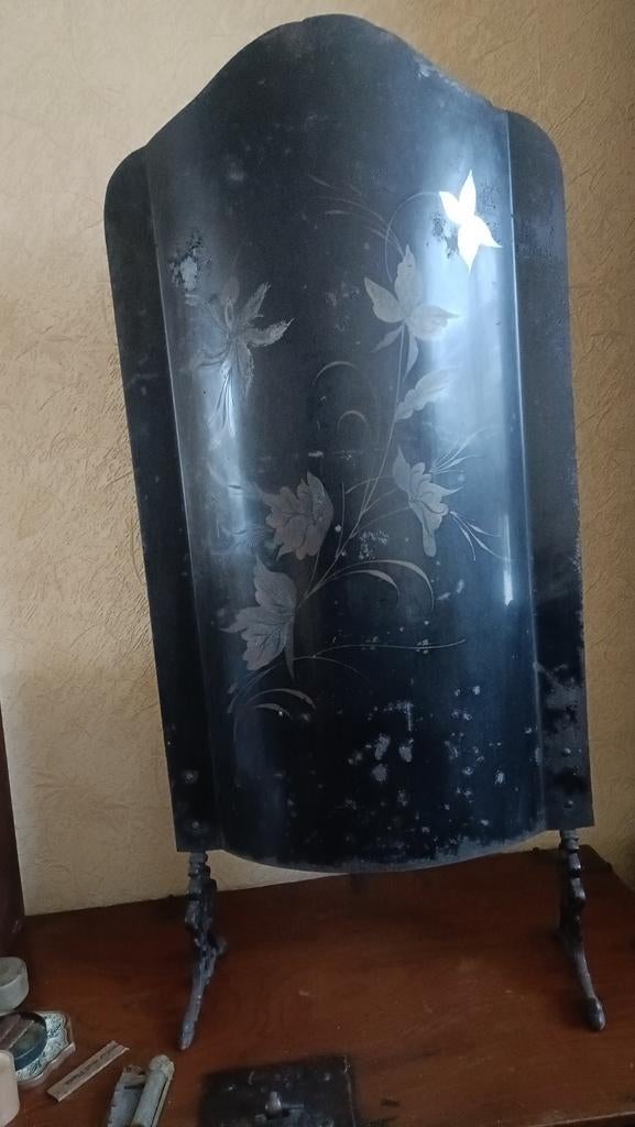 Antiek haardscherm met bloemmotief, Ophalen of Verzenden, Gebruikt, Vrijstaande haard, Overige soorten