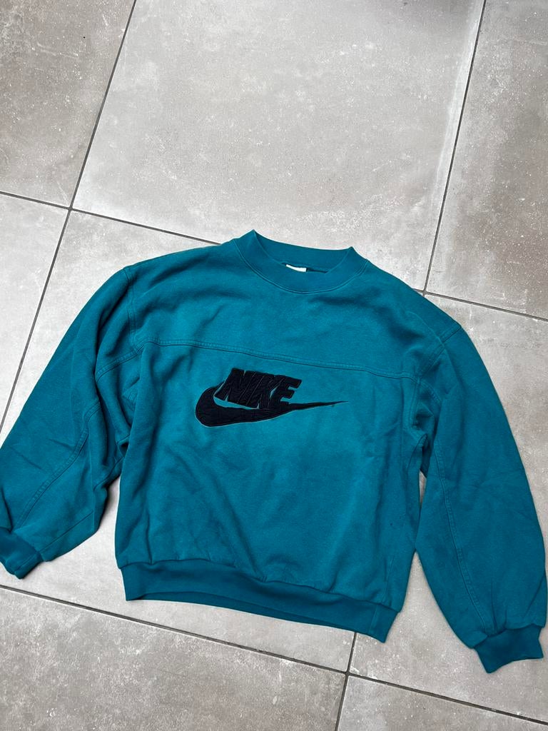 VINTAGE JAREN 90 NIKE PETROL SWEATER UNISEX TRUI MAAT M, Kleding | Heren, Truien en Vesten, Ophalen of Verzenden, Zo goed als nieuw