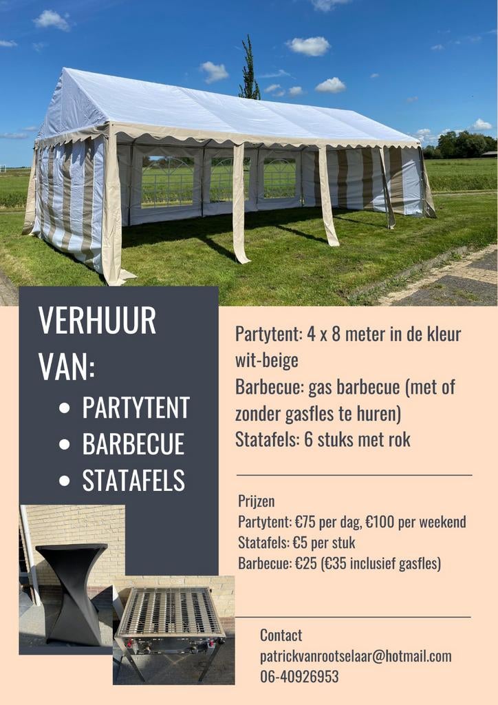 Feesttent/Partytent te huur, Ophalen, Opvouwbaar, Nieuw, 8 meter of meer