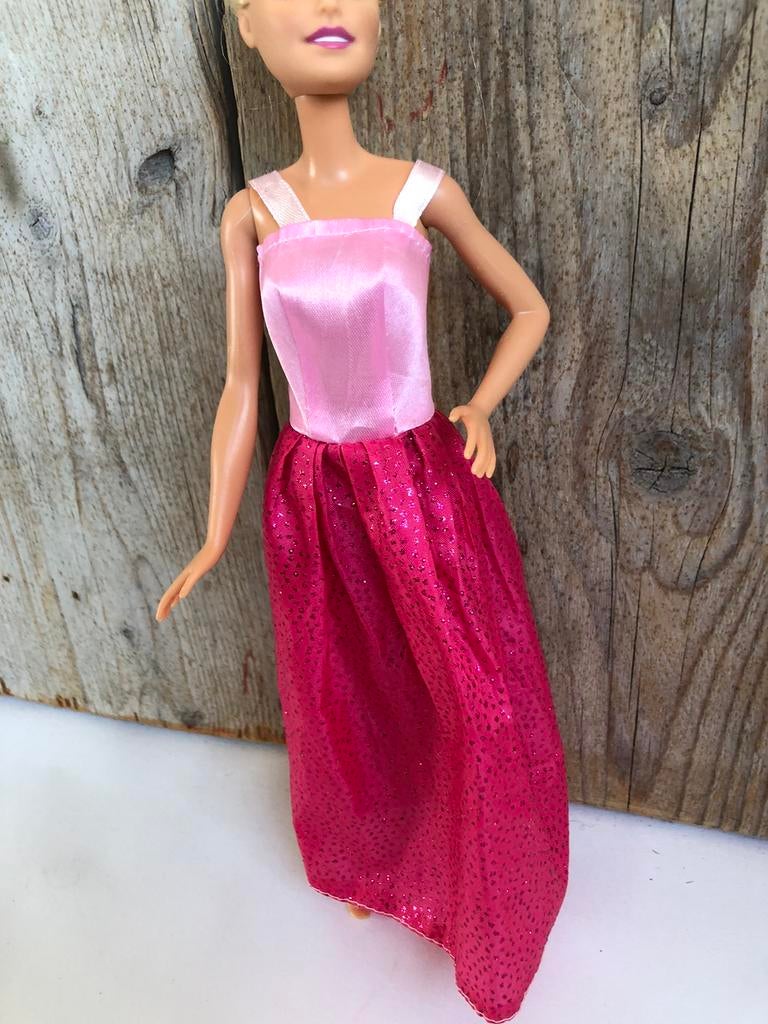 Lange roze glitter jurk gala, Ophalen of Verzenden, Zo goed als nieuw, Barbie