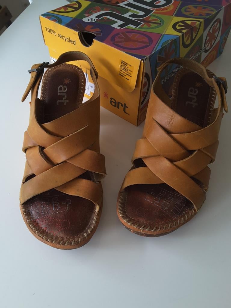 Art Sandalen Maat 40 - Cognac Kleur, Art, Bruin, Zo goed als nieuw, Sandalen of Muiltjes
