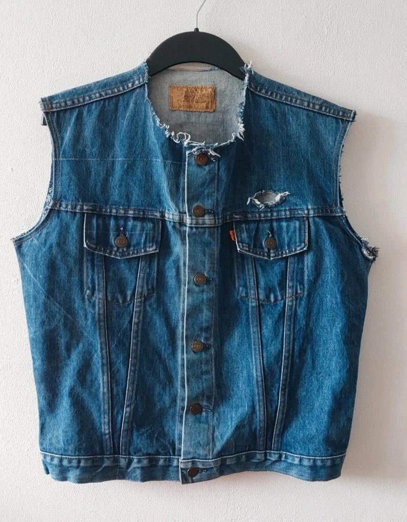 Vintage 70s Levis USA made Orange tab denim jacket M/L, Kleding | Heren, Jassen | Zomer, Gedragen, Blauw, Ophalen of Verzenden