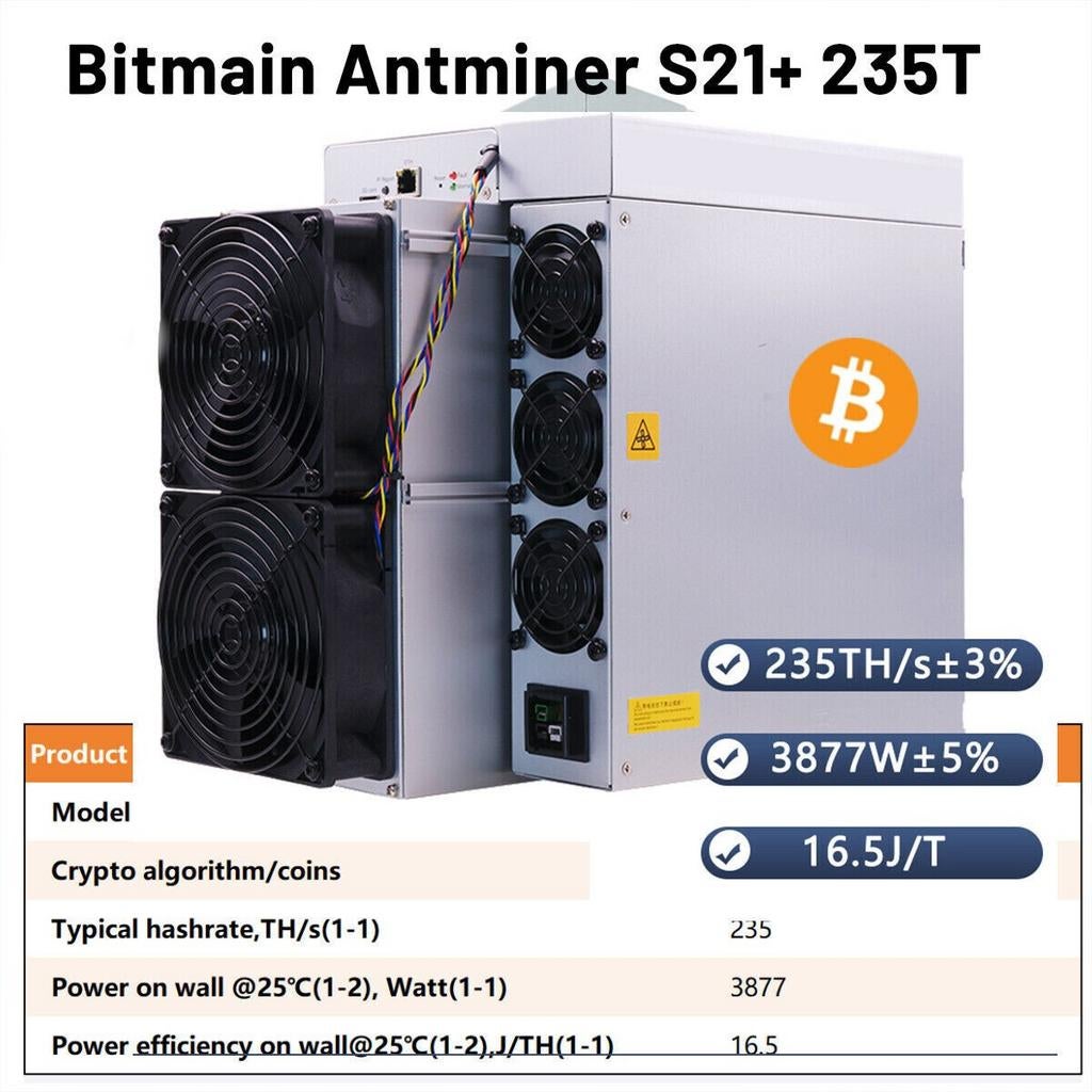Bitmain Antminer S21+ 235TH/s 6,5 month warranty, Ophalen of Verzenden, Nieuw