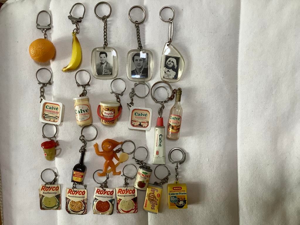 Sleutelhangers fruit, pudding, bakmeel, soep, calvé, hachée, Ophalen of Verzenden, Gebruikt