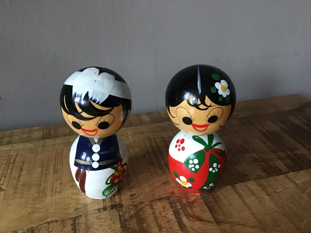 Vintage Kokeshi poppetjes Ishida Tomio Japan, Ophalen of Verzenden, Zo goed als nieuw