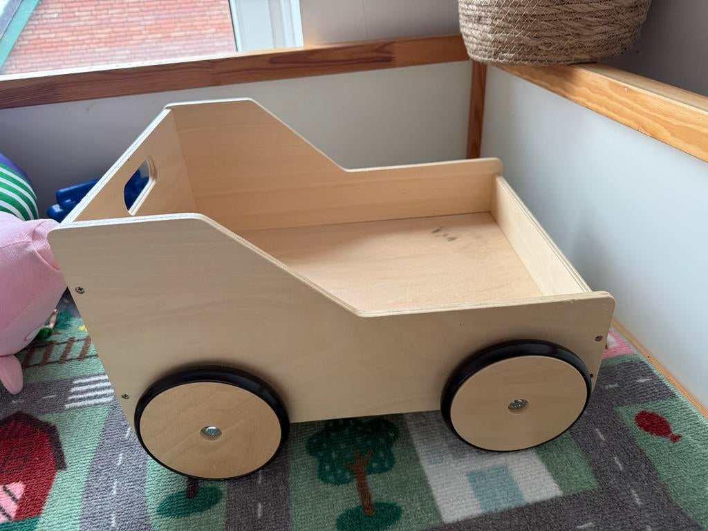 Houten Klapkratkar - Speelgoed Opbergkar, Ophalen, Gebruikt, Duw- of Trekspeelgoed