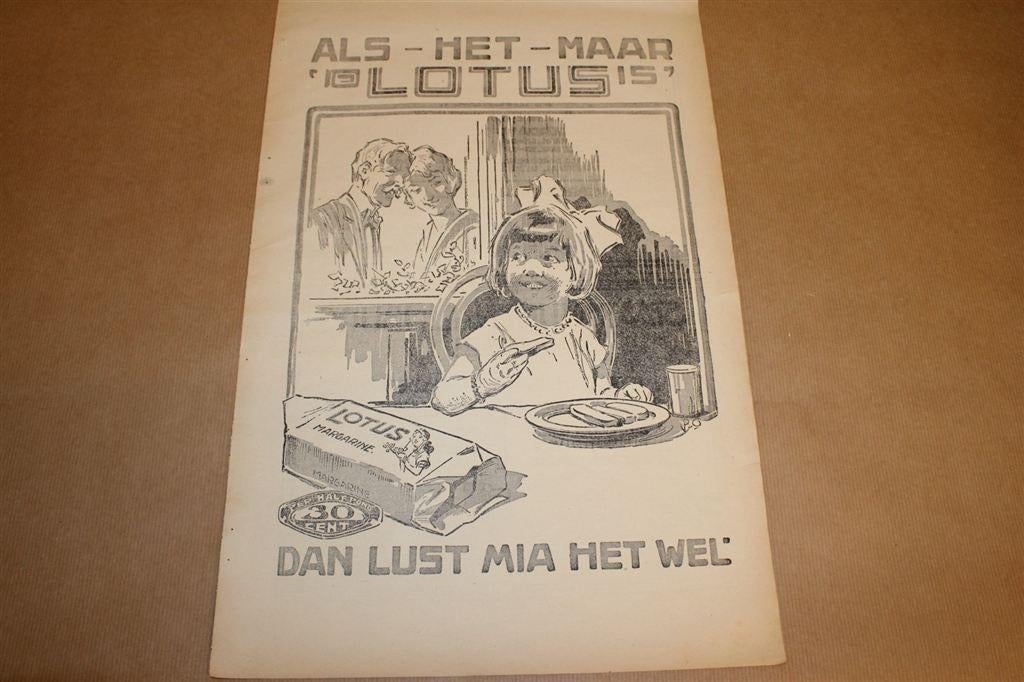 Originele advertentie/affiche - Lotus margarine - 1928 !!, Verzamelen, Merken en Reclamevoorwerpen, Ophalen of Verzenden, Gebruikt