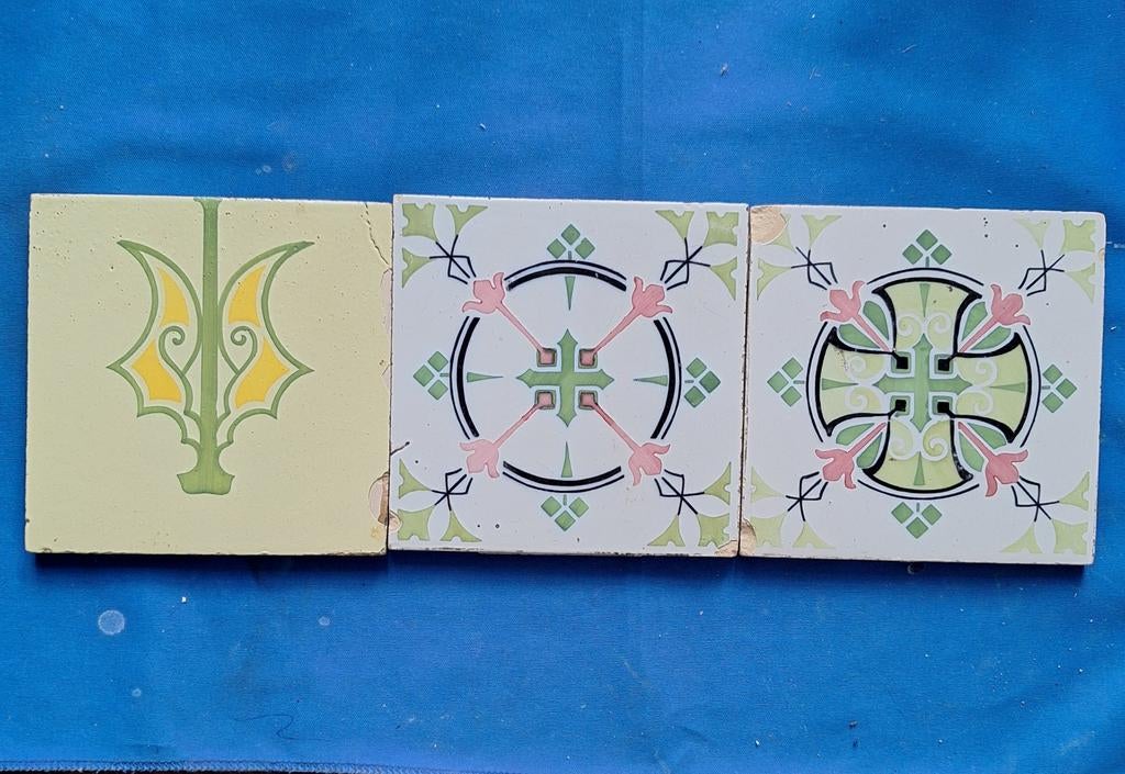 Jugendstil Tegels, Delftse Procedure, Tinglazuur, Antiek en Kunst, Antiek | Wandborden en Tegels, Ophalen of Verzenden