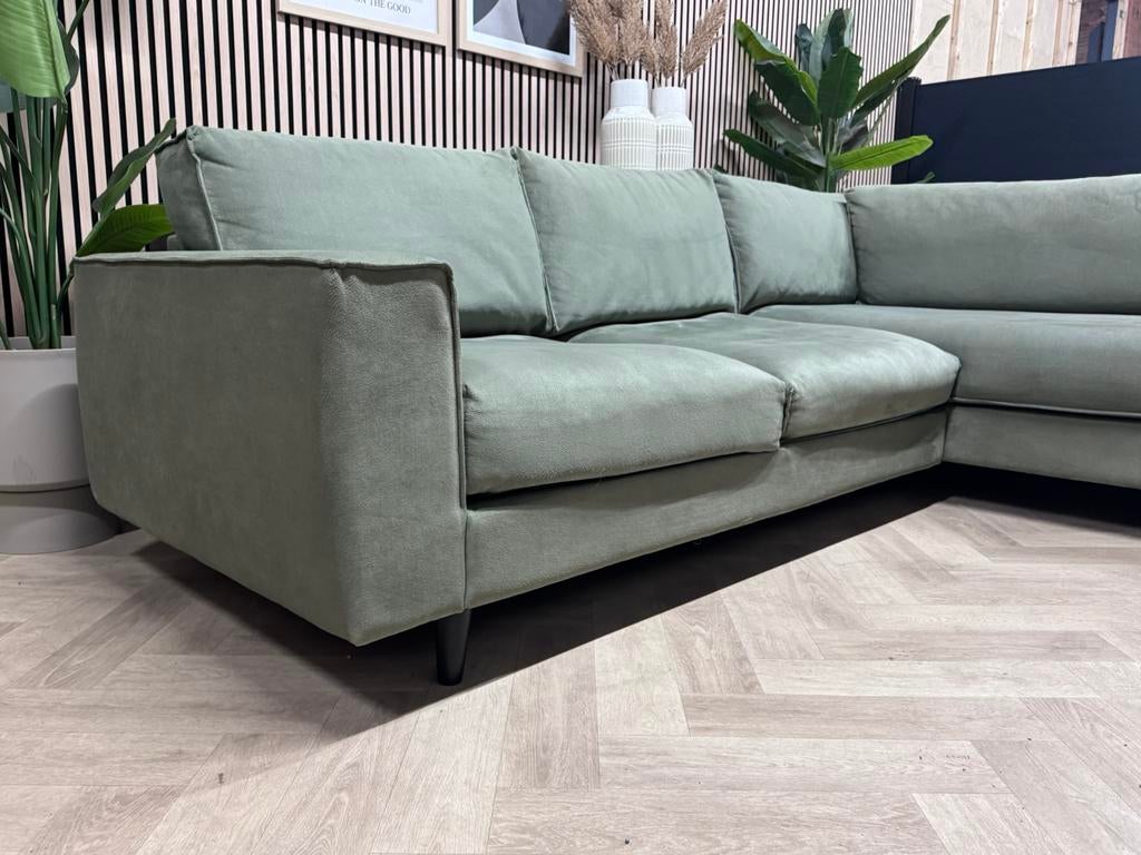 ZGAN Goossens Jonas Hoekbank - Olijfgroen - 263 x 215, 250 tot 300 cm, -, -, Hoekbank