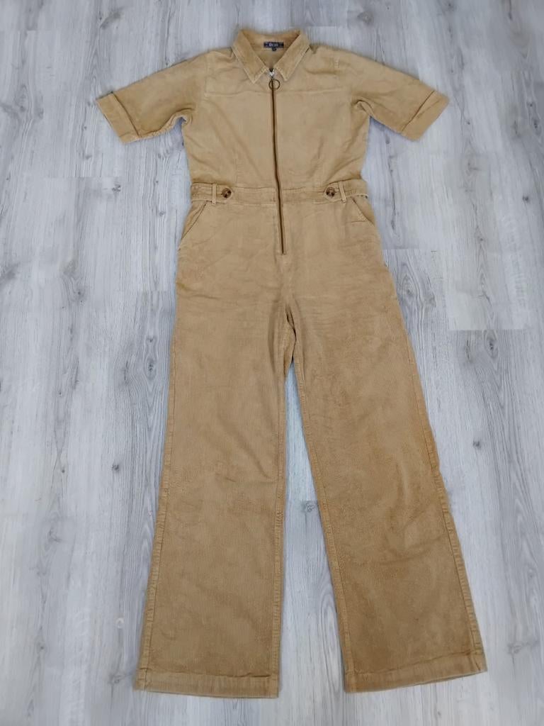 King Louie ribstof Zip jumpsuit draagt 40/42, Beige, Maat 42/44 (L), Ophalen of Verzenden, Zo goed als nieuw