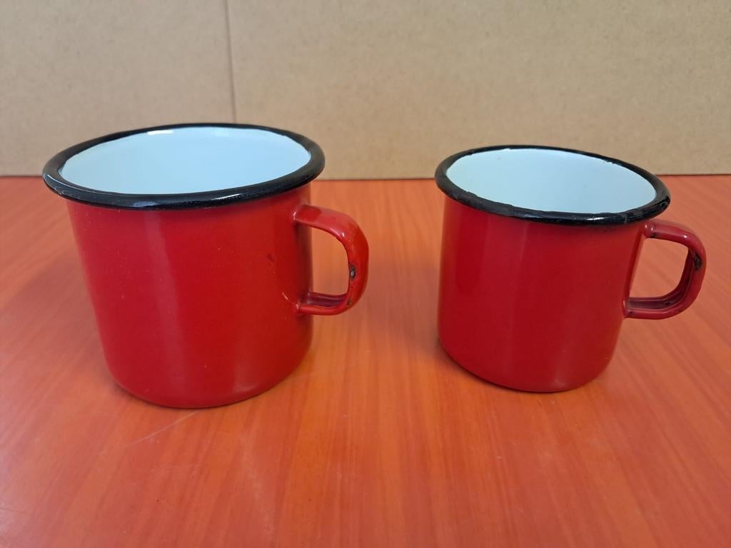 2 emaille bekers vintage, Ophalen of Verzenden