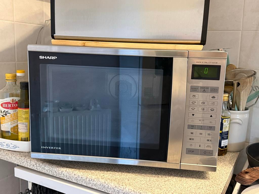 SHARP R-971STW Combimagnetron - Zilver, Combimagnetron, Gebruikt, 60 cm of meer, Grill