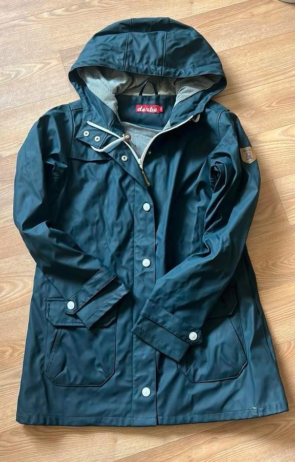 Dames regenjas Derbe Maat 42 Donkerblauw, Ophalen of Verzenden, Gedragen, Maat 42/44 (L), Blauw