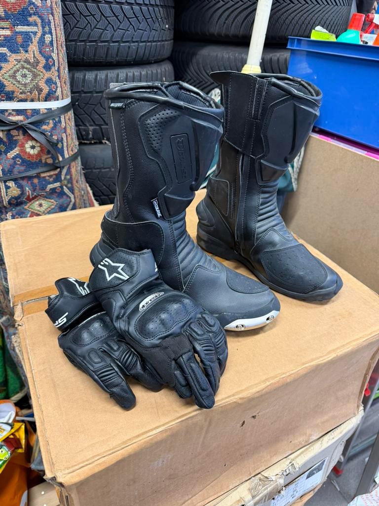 Leren Motorlaarzen en handschoenen zgan, Motoren, Kleding | Motorkleding, Ophalen of Verzenden, Nieuw zonder kaartje, Heren, Handschoenen