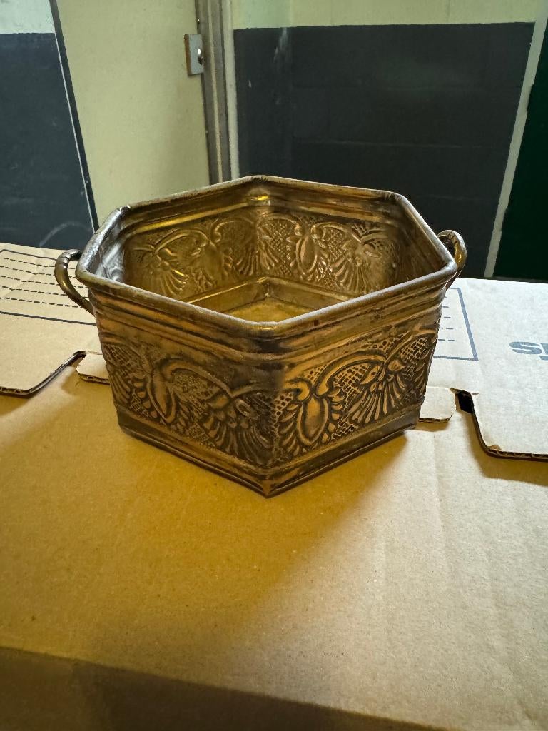 Koperen zeskantige plantenbak., Ophalen of Verzenden